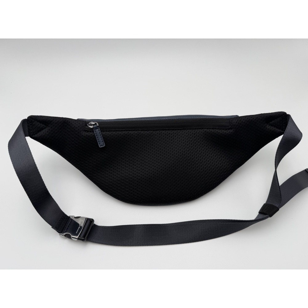 Michael Kors Cooper‎ Leather Crossbody Sling Pack Crescent Belt Bag Navy Blue - Picture 3 of 8